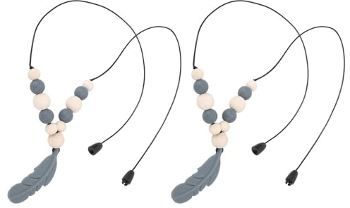 2PCS Sensory Kau Halsketten für Kinder Erwachsene, Weiche Silikon Anhänger Halskette für Angst Linderung, Reduzieren Finger Kauen, Autismus ADHS Fidget Spielzeug (Dunkelgrau)