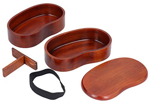 Cherrii Bento Lunch,Snack Box,Lunch Box,Lunch Boxes Japanese Style Portable Double Layer Waist Shape Bento Box Wood Sushi Containers for Picnic Office