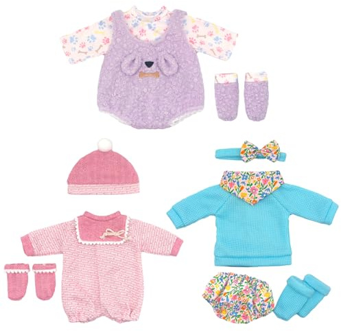 ZITA ELEMENT 3 Set Baby Doll Clothes for 14-18 Inch Dolls,Dress-Up Fashion Dolls Clothes Accessories for 35-43cm Outfits with Socks,Headband,Hat,for Girls Birthday Gift(Not Include Doll)