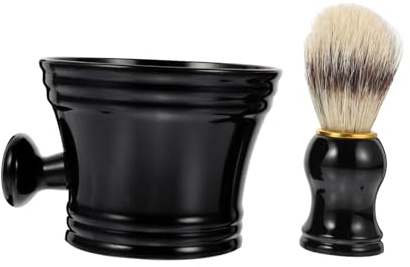 Alipis 2pezzi Barba Uomo Pennello Da Barba e Ciotola Per Sapone Da Resistente Alla Corrosione Per Uso Quotidiano e Viaggi