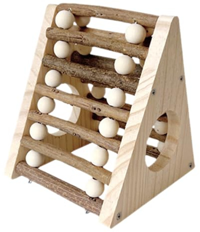 Veemoon Caseta para Hámster de Madera con Escalera y Túnel para Trepar Refugio Acogedor y Multifuncional para Pequeños Animales como Ratas Chinchillas y Hámsters Estimula Exploración y