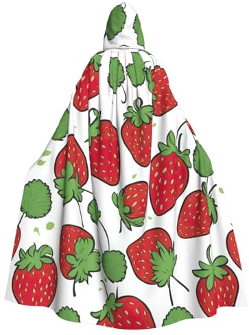 ggasdvjj Disfraz unisex con capucha y estampado de fresas, para fiesta de disfraces, capa de Halloween, capa de fiesta temática.