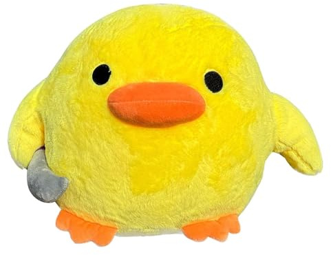 STARTONYOU Adorable peluche canard avec couteaux, peluche douillette et douce, coussin en peluche de canard jaune, poupée pour garçons et filles, jouet cadeau