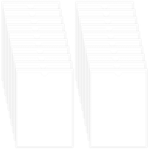 20 Stück A4-Taschen, selbstklebend, vertikal, transparent, selbstklebende Halterung, Kartenhalter aus Kunststoff, für Regale, zum Organisieren und Schützen von Karten? 21,2 x 31 cm