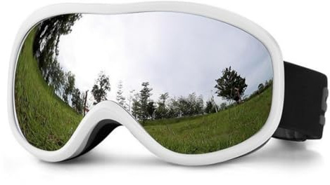 Occhiali da sci con doppia nebbia – lenti sferiche ad alto impatto, occhiali da neve per sci, motoslitta, fascia regolabile, sistema di ventilazione, unisex, ragazzi