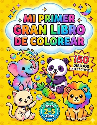 Mi primer libro de colorear: 50 animales kawaii: Libro de Colorear para Niños y Niñas de 2 a 5 Años con Trazos Extra Gruesos. Diseños Grandes y Fáciles para Desarrollar la Motricidad Fina