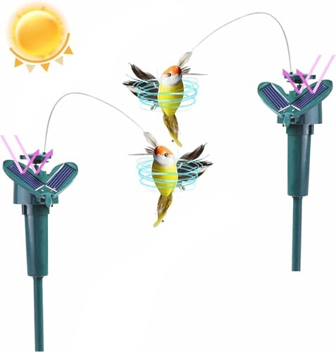 2 Stück Solarbetriebener Fliegender Kolibri, wasserdichte Wackelkolibris, Kolibri Gartenstecker, Solar Oder Batteriebetriebenes Spielzeug, Für Garten, Hof Oder Zum Aufstellen