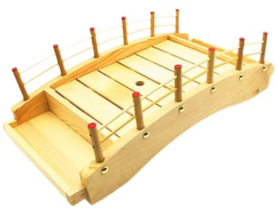 YunJove Plato Decorativo para Sushi, M | con Forma de Puente Arqueado Hecho de Madera Resistente Adecuado para Uso en Hogares Y Cafeterías