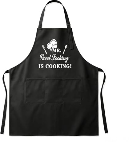 Novocloud Grillschürze für Männer, Kochschürze Herren mit Taschen Verstellbare BBQ Küchenschürze, Kochschürze Herren Schürze Lustig für Männer Damen Küche Restaurant
