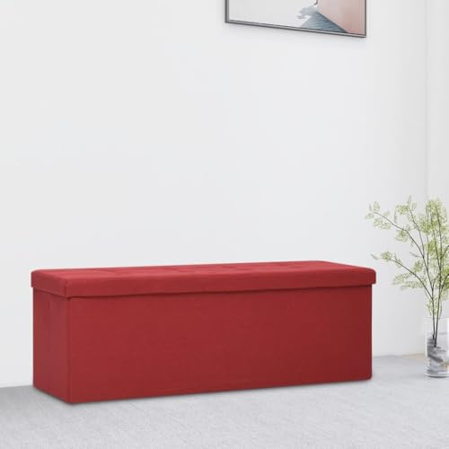 Plumbpyr Panca pieghevole con vano portaoggetti effetto lino, 110 x 38 x 38 cm, robusta struttura in MDF, comoda imbottitura, versatile panchina per ingresso e spogliatoio