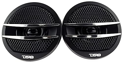 DS18 TX1S Tweeter X1 1,35 tum 200 Watt Max Pei Dome Ferrite Tweeters med monteringssats vinkel, Flush & Surface - Set med 2 (svart/silver)
