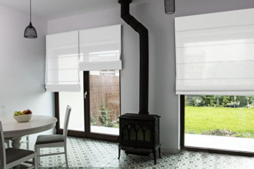 Premium-Raffrollo nach Maß, Raff-Gardinen, Vorhang, hochqualitative Wertarbeit, alle Größen verfügbar, halbtransparent, maßgefertigt, Klemmfix ohne Bohren (140cm Höhe x 150cm Breite/Weiß)