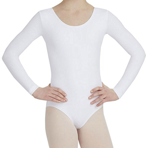 Crazy Chick® New Girl Children Ballet Dance Leotard Bodysuit Gymnastics Long Sleeved Dancewear Fancy Dress UK Age 3-13 Year (White, 13 years)