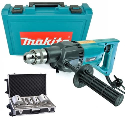 Makita 8406 Diamond CORE Drill Rotary Percussion 110V with 11 Piece Diamond Core Set + Case