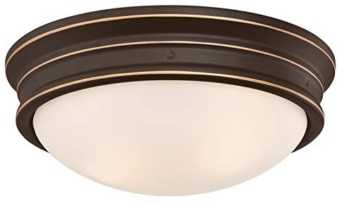 Westinghouse Lighting 63706 Zweiflammige Deckenleuchte Sophia, 33 cm, von Westinghouse Lighting für Innenbereiche, Ausführung in geölter Bronze mit Akzenten und Opalmilchglas