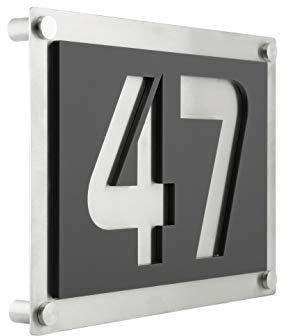 Numero civico in acciaio inox & antracite grigio opaco 4 mm acrilico RAL: 7016