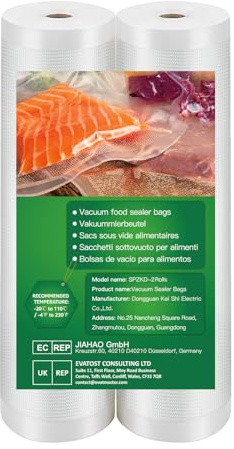 BoxLegend Rollos Envasadora al Vacio 2 Rollos 20x600cm Bolsas Envasar al Vacio Alimentos, Bolsas de Vacio Bolsas Vacio Alimentos Gofradas para Conservación de Alimentos y Sous Vide Cocina & Boilable