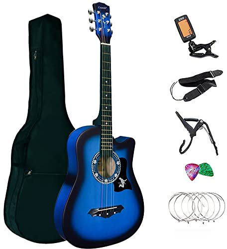 4/4 Size 38 Classic 6 Strings Acoustic Guitar Full Package Pack with Accessories (Royal Blue)