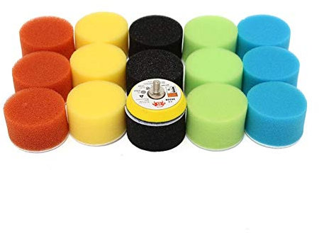 Pangocho Jinchao-Polierpads, 16pcs 2 Zoll 50mm Buffing Schwamm-Polierauflage, Auto Polierer Verbindung Polieren, Dual Action Hand Tool Kit,Polieren