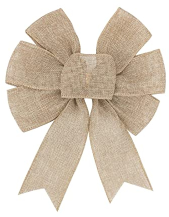 Burlap Wreath Rustic Jute Bow Christmas Tree Topper Ornament for Birthday Wedding Holiday Party Decorations