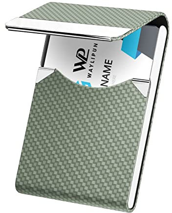 Waylipun Visitenkartenetui, Professioneller Kartenhalter für Visitenkarten zur schonenden Aufbewahrung Ihrer Karten, PU Leder Visitenkartenetui mit Magnetverschluss für Büro Herren Damen - Grün