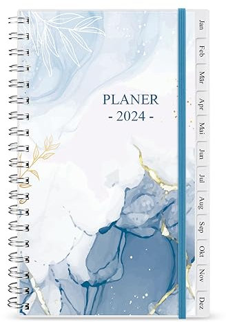 2025 Planer, A6 Wochenplaner mit Monatsregistern, Gesäßtasche, elastischer Verschluss, flexibler Einband, Doppeldrahtbindung, einfache Organisation des täglichen Lebens, Krickente, 10 x 17.5cm, Blue