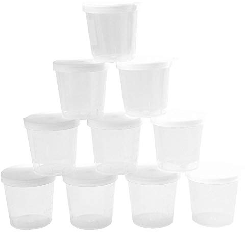 Fopytu 10pcs Medicine Messung Tassen Plastikmessung 30 Weißer Deckel Cap Clear Container Messkrug