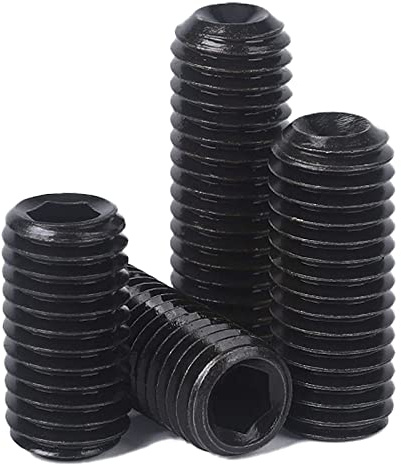 M4-0.7 x 10mm Black Hex Socket Set Grub Screws,Headless Cup Point,Flat Point Grub Bolt,Internal Hex Drive,Alloy Steel,12.9 Class Carbon Steel，External Thread 100 Pcs…