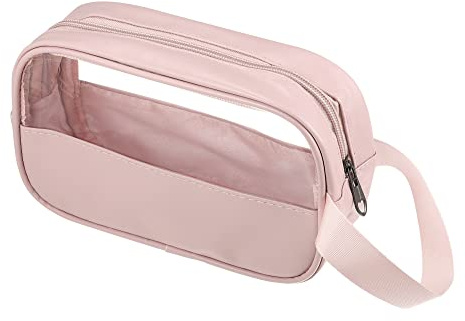 VOCOSTE Kulturtasche Durchsichtig, Kosmetikbeutel Reise Makeup Organizer mit Reißverschluss klare tragbare Tasche für Damen Rosa