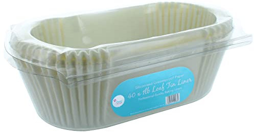 Doric 1lb Loaf Tin Liners, 40 Pack, Non-Stick Siliconised Greaseproof Paper for Baking Bread and Cakes, Air Fryer Liner, Made in The UK,White