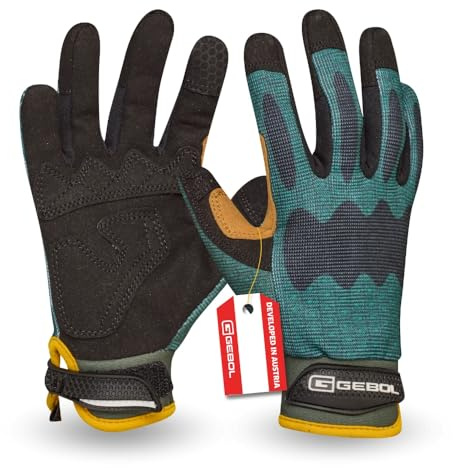 Gebol Hedera Gartenhandschuhe, Gr. 4, Touchscreen, Leder | Für Beet, Rosen & Pflanzarbeiten, schützt vor Dornen & Erde, feines Tastgefühl, angenehme Passform, langlebig