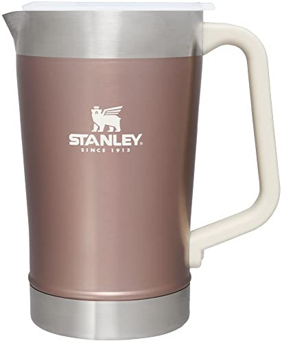Stanley Stay-Chill Jarra de 64 onzas | Jarra para agua fría, cerveza y bebidas con tapa | Contenedor duradero de gran capacidad para bebidas con asa, acero inoxidable aislado, sin BPA, cuarzo rosa