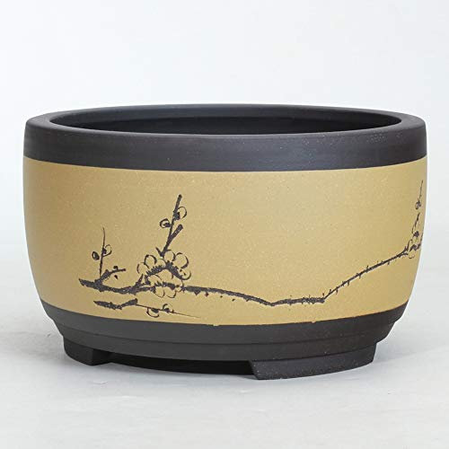 Blumentopf Keramik rund groß mittel und klein Bonsai Blumentopf Blumentöpfe Pflanzgefäß Bonsai Keramik Heimdekoration Chinesisch zum Basteln Trommelförmiges Belüftungsbecken im chinesischen Stil