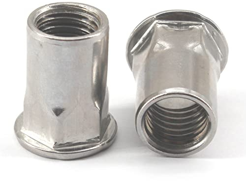 Tuercas de remache de cabeza plana M12 de cuerpo hexagonal 304 de acero inoxidable roscado (10 piezas)