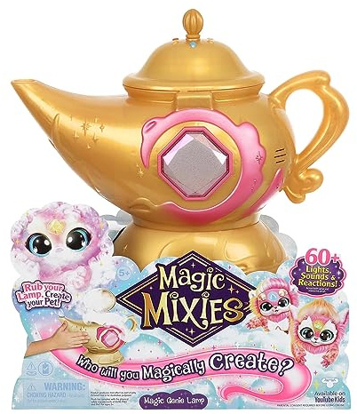 My Magic Mixie - Lampara Mágica de Color Rosa, Juguete Interactivo, Juego de Magia con muñeco de un Genio Mixie, con Luces, Sonidos y Efectos de Niebla, para niños y niñas +5 años, Famosa (MGX09100)