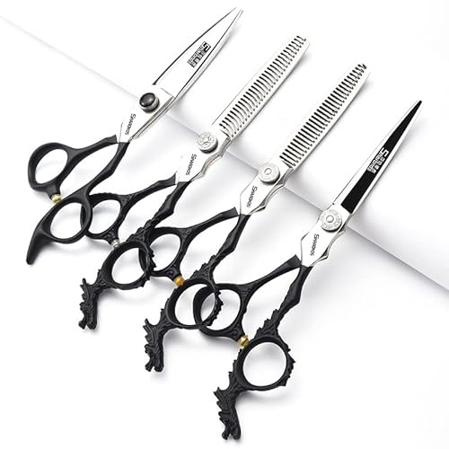 Sharonds peluquero profesional de 6 pulgadas, traje de tijeras de acero inoxidable plateado 440c hecho a mano en Japón (6 pulgadas - 4pc-A)