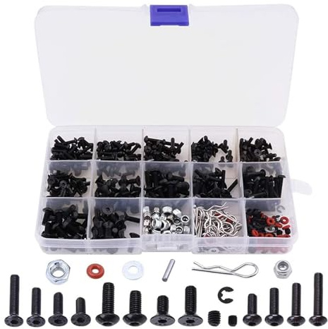 CLKE 500 Stück RC-Schraubensatz für Modellbau-Zubehör - Reparaturwerkzeug-Kit für Cars, Trucks, Crawler im Maßstab 1/8, 1/10, 1/12 und 1/16