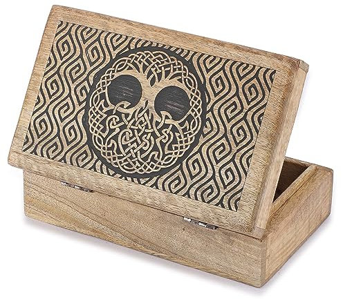 Ajuny Scatola Portaoggetti in Legno Fatta a Mano Portagioie con Design Artigianale a Forma di Albero Stile Vintage Scatola Portaoggetti per Orecchini e Collane Ottimo Regalo - 8x5 Pollici