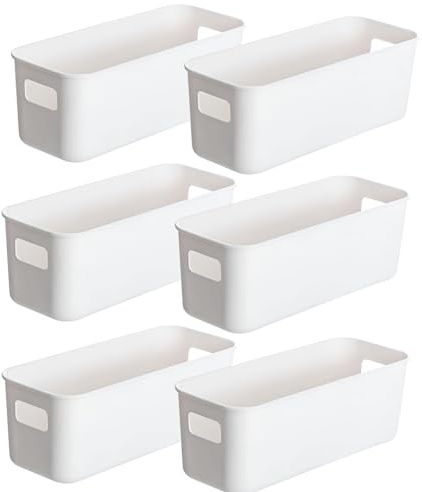 6 Stück Aufbewahrungsbox Kunststoff Aufbewahrungskorb mit Griffen Boxen Aufbewahrung Küche Aufbewahrungsboxen Küchenschrank Organizer box für Badezimmer Regal Ordnungsboxen Kunststoffbox (6 Stück)