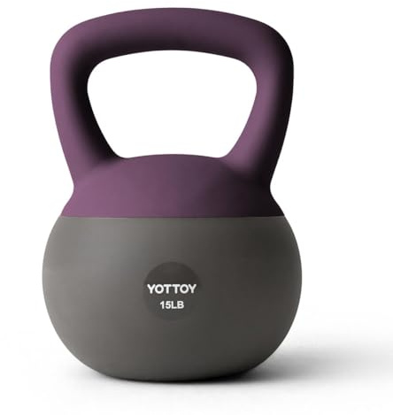 YOTTOY Soft Kettlebell, Set for Strength Training Kettlebells & Home Workouts, Soft-Sided Cushioned Base, Wide-Handle - Ideal for Men, Women, & Beginners (Purple, 15LB)