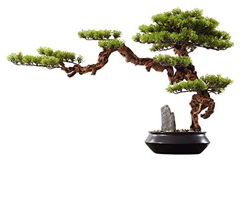 Künstliche Bonsai-Baum Künstliche Pflanzen, Bonsai-Kiefer, künstliche, einladende Topfpflanzen for den Haushalt, Desktop-Display-Simulation aus japanischer Kiefer, Zen-Garten-Dekoration Feng Shui Deko