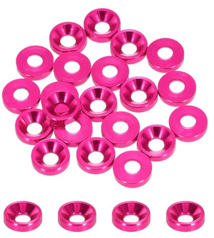 QUARKZMAN Rondelles Coniques M3 à Tête Fraisée, Diamètre du Trou 3,1 mm/0,12 Pouce, Rondelles en Aluminium pour Vis Rc/Fpv/Pc/Drone/Pièces de Modèles, Lot de 20 (Rose)