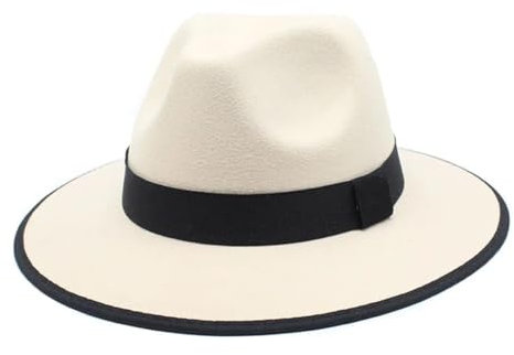 Filz-Jazz-Fedora-Hüte für Herren und Damen, breite Krempe, Gentleman, formelle Panama-Kappe, Party, Trilby-Kleid-Hut, beige, 6 7/8/7 1/8