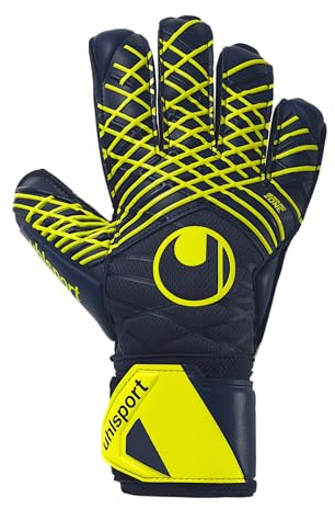 uhlsport fotboll målvaktshandskar Prediction Supermjuk, marinblå/vit/fluo gul