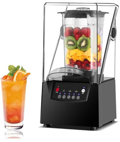 JJENXYYDS Blender Smoothie Maker 2000 W,Silencieux 17 000 TR/Min,Commande Tactile Intelligente À 5 Vitesses,Couvercle Insonorisé De 6 Mm D'épaisseur,pour Smoothie,Fruits