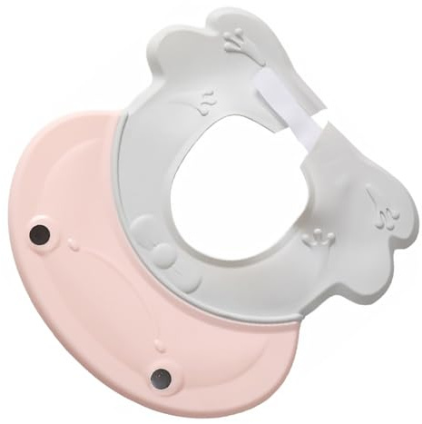 Waschhaube mit Ohrenschutz für Babys und Kinder, Rosa | Pp und Tpe, Verstellbares Design mit Gebogenem Schirmrand, Schützt Augen und Ohren Beim Baden