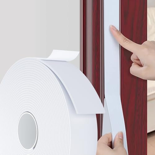 Guarnizione per porta in schiuma bianca, larghezza 3 cm x spessore 0,5 cm, nastro isolante in schiuma, guarnizione per finestre condizionatore d'aria, isolamento acustico per porte, lunghezza totale 9