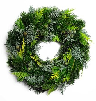 Adventskranz echt - Tannenkranz - Mixtellerkranz Nordmann-Konifere natürlicher Adventskranz - einseitig gebunden - Weihnachten (Durchmesser 30 cm)