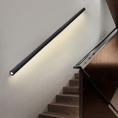 Corrimano a LED con sensore di movimento per corrimano per scale interne a parete, corrimano moderno con luce LED integrata (sinistra 100 cm)