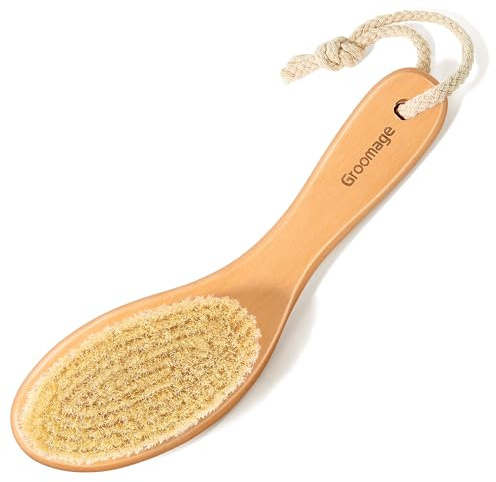 Groomage Dry Brush for Body, Natural Bristle Dry Exfoliating Body Brush for Skin Care, Cellulite, Lymphatic Drainage